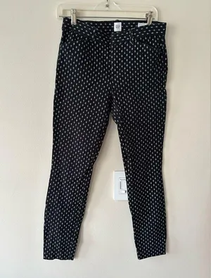 Gap Signature Skinny Ankle Mid Rise Dark Wash Geometric Print Stretch Pants 4 thumbnail 2