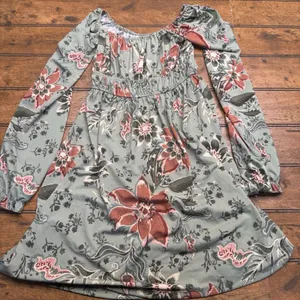 SO Green Floral Dress Casual Long Sleeve Size X Small XS‎ thumbnail 1