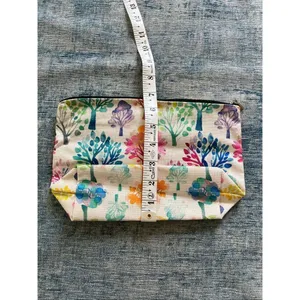 Rainbow Watercolor Trees Cotton Canvas Small Makeup Bag Travel Toiletry Pouch thumbnail 6