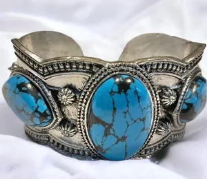 Novadab turquoise and silver tone cuff bracelet thumbnail 1