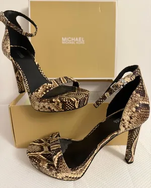 Michael Kors Python Print Ankle Strap Heels  thumbnail 1