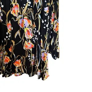 Free People Meadow Lark Womens Medium Floral Black Oversized Long Sleeve Blouse thumbnail 5
