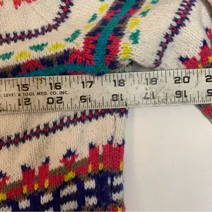 old navy women's medium faire isle knit sweater casual white colorful holiday thumbnail 8