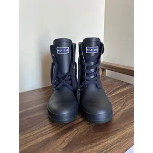 Tommy Hilfiger‎ Womens Navy Blue Lace Up Rubber Rain Boots Side Buckle Size 6 thumbnail 2