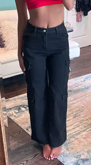 SheIn black cargo  jeans thumbnail 1