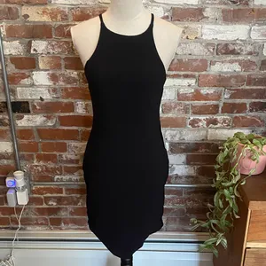 Express Women's Black Ribbed Asymmetric Sheath Dress Size 6 NWT thumbnail 2