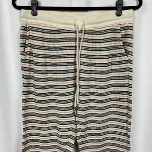 Sundance Cream Green&Pink Stripe Dina Waffle Knit Sleep Pants Sz.S thumbnail 4