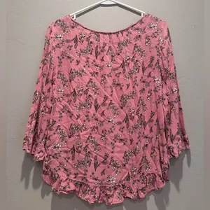 Gap Pink Floral Ruffled Blouse‎ Top Size XS thumbnail 3