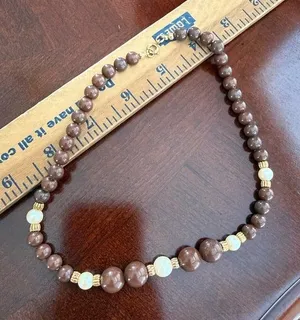 Vintage Brown Beads Necklace thumbnail 1