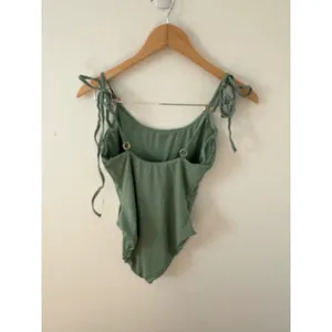 Dippin Daisys Sage Green One Piece Swimsuit Tie Shoulder Gold Hardware Small thumbnail 2