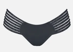 Skims rhinestone swim strappy bikini bottom in gunmetal size 2X thumbnail 1