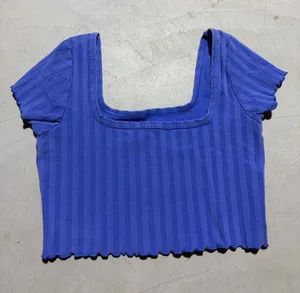 Aerie offline OG Square-Neck Ribbed Crop Top MEDIUM purple/blue thumbnail 1