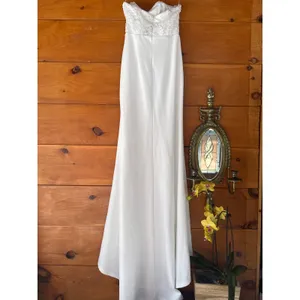 Lulus Refined Glow White 3D Floral Sequin Strapless Maxi Dress Small NWOT thumbnail 7