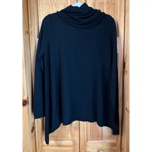 Alice + Olivia Base‎ Black Wool Cashmere Cowl Neck Draped Sweater Tunic Large L thumbnail 4