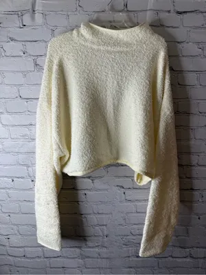 NWT skims fuzzy cream colored crop sweat shirt thumbnail 4