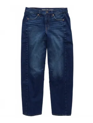 AE Dreamy Drape Strigid Barrel Jean American Eagle NWT Dark Rich Indigo 00R thumbnail 4