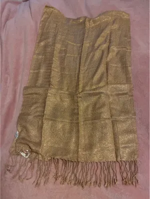 Metallic Rose Gold Shimmer Evening Scarf – Sheer Knit Shawl with Fringe Accent thumbnail 1