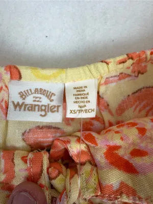 Billabong Wrangler Floral Mini Dress XS Yellow Orange Cottagecore‎ NWT thumbnail 3