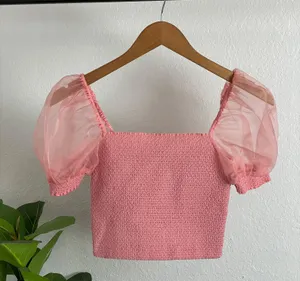 Alice + Olivia | Eliana Smocked Crop Top thumbnail 1