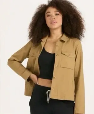 Vuori Ripstop Khaki Light Button Up Utility Collared Jacket Small thumbnail 1