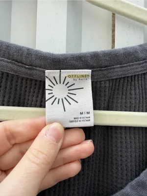 OFFLINE by Aerie Oversized Thermal Waffle Sweatshirt Gray M thumbnail 3