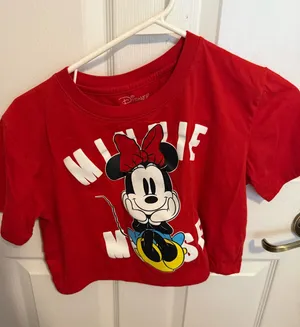 Disney Minnie Mouse Red Graphic Cropped T-Shirt | Women’s Medium thumbnail 1
