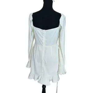 Revolve White Mini Wrap Dress MEDIUM Romantic Ruffle Bridal More to Come $84 NEW thumbnail 5