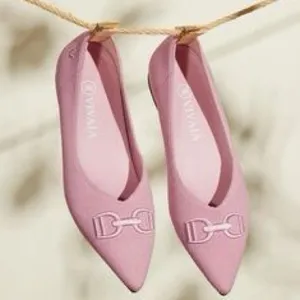 VIVAIA Pointed-Toe Flats Ena 2.0 Pink Embroidered Horsebit Size EU 37, US 6.5 thumbnail 2