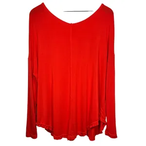 Free People Moonshine Top Long Sleeve V Neck Tunic T Shirt Red Womens Size Small thumbnail 2