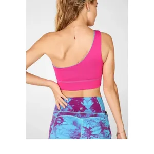 FABLETICS One-Shoulder Pink and Blue reversible Crop Top thumbnail 4