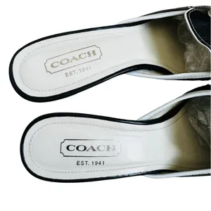 Coach black mules with white trim and a white bow Y2K thumbnail 3