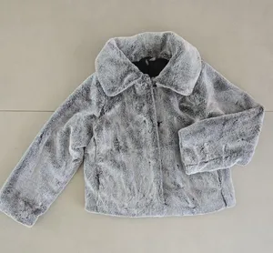 New H&M Woman's Plush Faux Fur Jacket in Gray Size S thumbnail 1