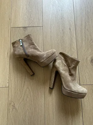 BCBGMaxAzria Taupe Suede Platform Ankle Booties thumbnail 2