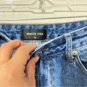 White Fox High Rise Wide Leg Jeans Blue Raw Hem Size M thumbnail 4