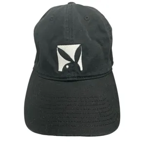 Big Bunny Women's Black Embroidered Adjustable Playboy Baseball Cap Hat OS thumbnail 3