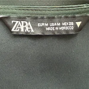 Zara Dark Green Long Sleeve Wrap Satin Dress Sz M thumbnail 9