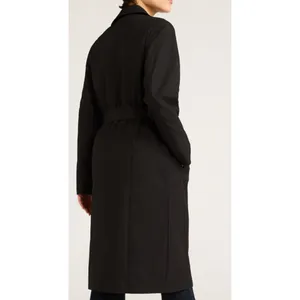 Sofia Jeans Womens Trench Coat Sz M Black Soot Double Breasted Belted Long thumbnail 3
