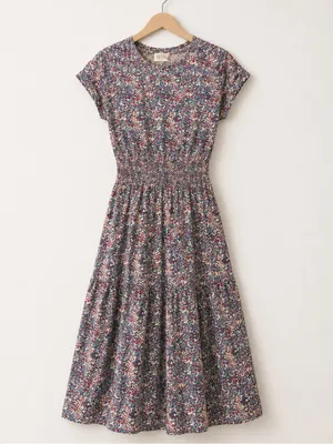 Nation Ltd. Boho Ditzy Floral 100% Pima Cotton Smocked Waist Maxi Dress Size XS thumbnail 4