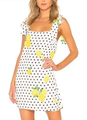 Lovers + Friends Jen Mini Dress in Polka Dot Lemon Size Extra‎ Small thumbnail 1