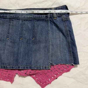 Vintage Abercrombie & Fitch Mini‎ Skirt Womens Size 6 Blue Denim Pleated Y2K 90s thumbnail 12