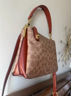 Coach Double Zip Shoulder Signature  Canvas Handbag  thumbnail 6