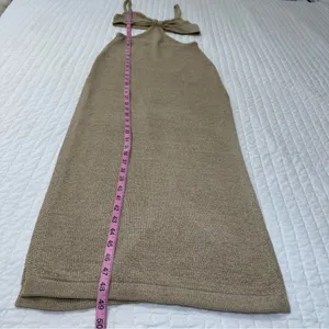 Beige Botany Knit Cut Out Maxi Dress Sand Taupe Size Small thumbnail 3