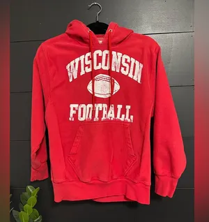 WISCONSIN FOOTBALL Vintage Steve & Barrys College Hoodie Sweatshirt Unisex Sz XS thumbnail 1