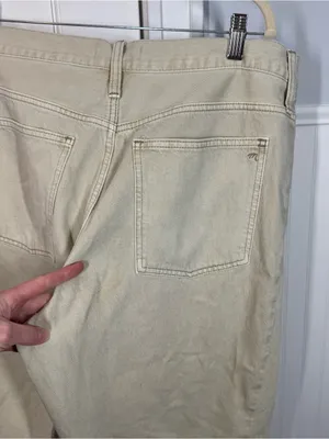 Madewell Short Pieced Barrel-Leg Jeans Faded Khaki‎ Rigid size 33 Short NWT READ thumbnail 4