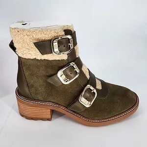 Vince Camuto Klerica Olive Green Suede Shearling Boots Women’s 7M NIB thumbnail 8