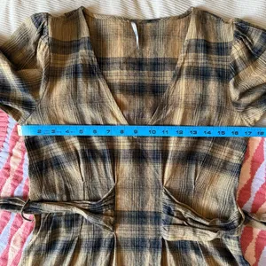 Free People English Rose Plaid Mini Dress Linen Blend Size 2 thumbnail 14