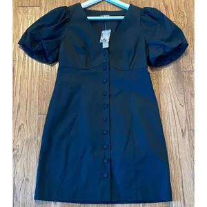 J.Crew NWT black button front puff sleeve dress size 8 thumbnail 9