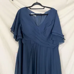 NWT JJ's House Yvonne A-Line Dark Navy Blue Chiffon Formal Evening Dress 18W thumbnail 3