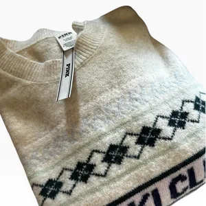 Victoria's Secret PINK Ski Club Intarsia Argyle Sweater Cream XL New Soft Cozy thumbnail 4