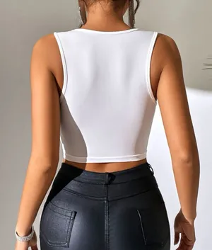 white Rhinestone Fringe Hem Tank Top thumbnail 2